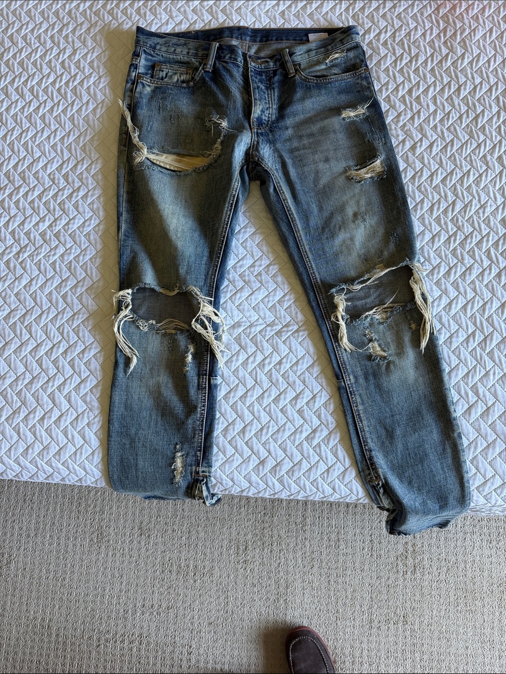 MNML Distressed Dark Blue Skinny Jeans